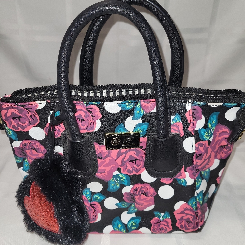 Floral Black and Pink Handbag